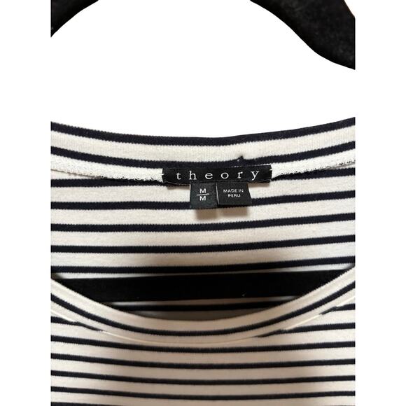 Theory Caneil Striped Pima Cotton Midi Dress | Sleeveless Soft Knit | Size M - Picture 6 of 9